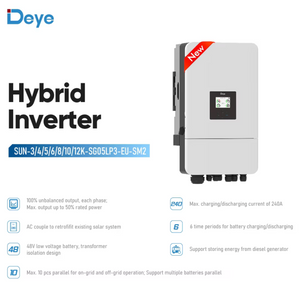Deye - SUN-3/4/5/6/8/10/12K-SG05LP3-EU-SM2, 3 Phase Hybrid Solar Inverter, 3kW–12kW