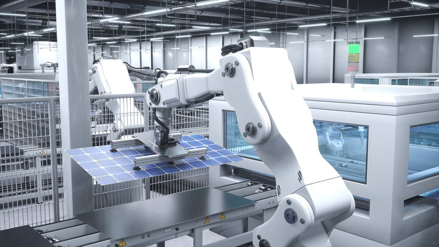 Solar module production line.